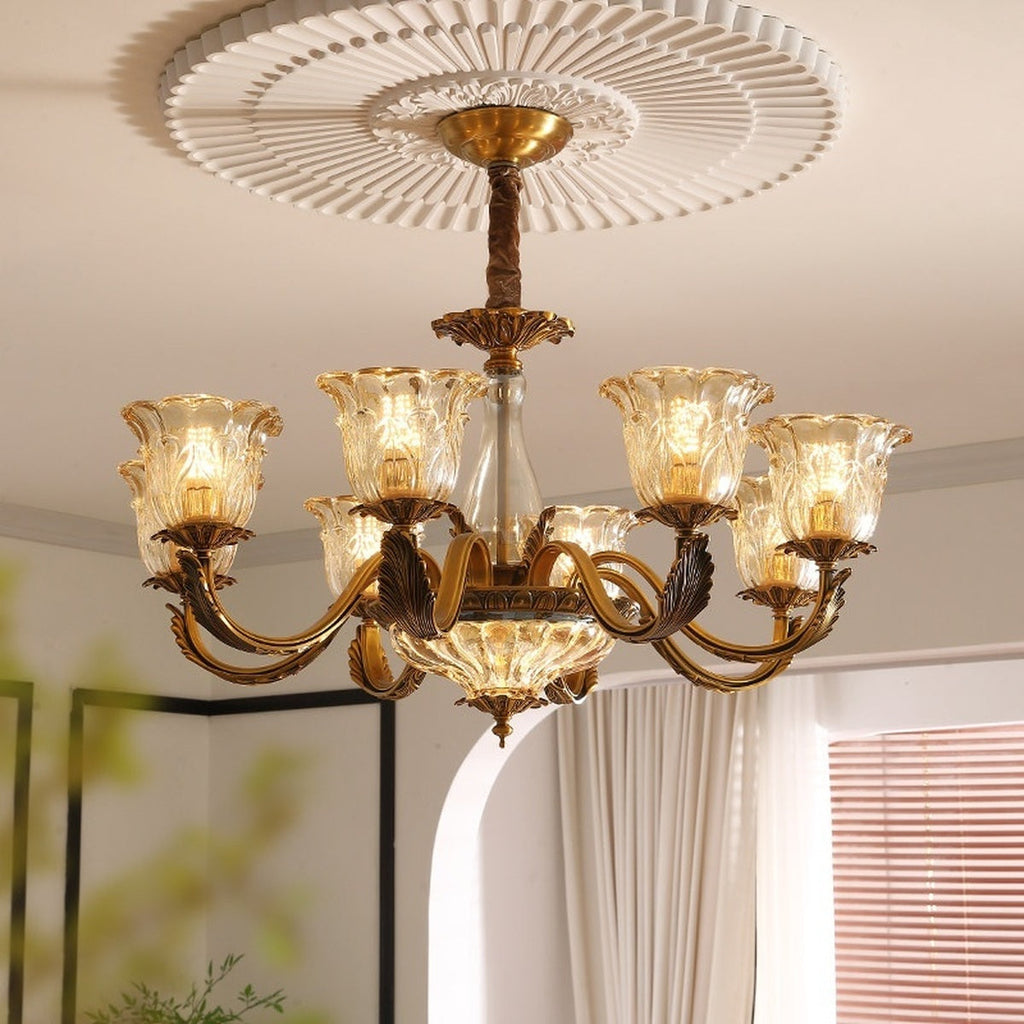 W&F Collection | Antique Brass Fluted Glass Chandelier