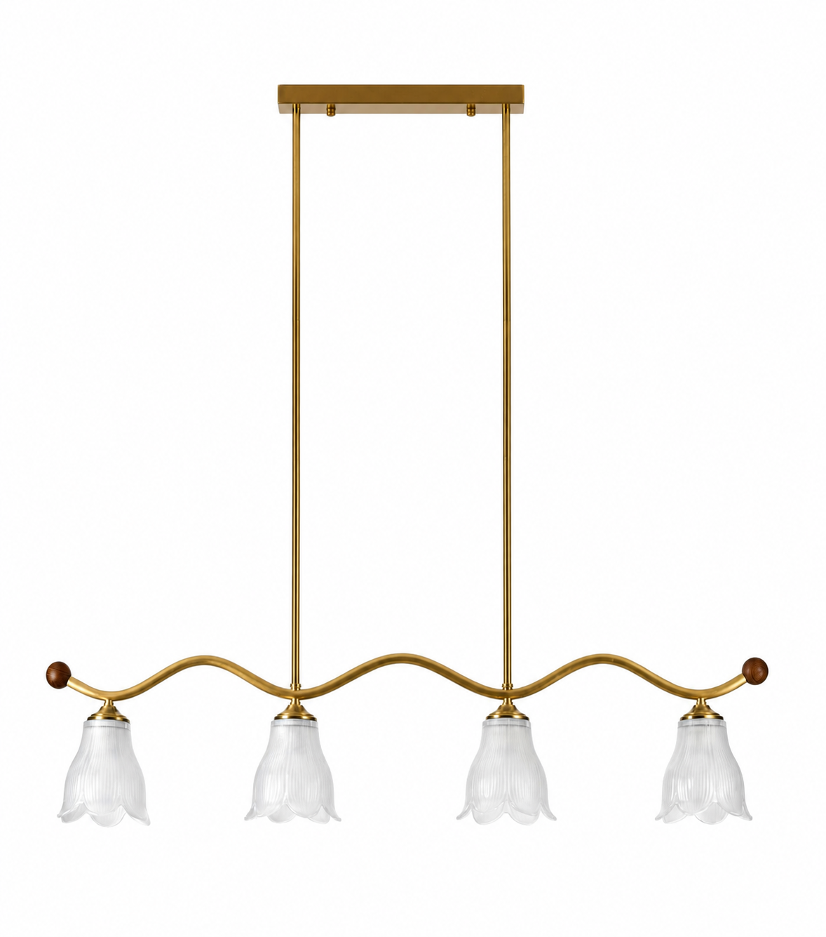 W&F Collection | Bellarune Wave-Bar Ribbed Glass Linear Chandelier