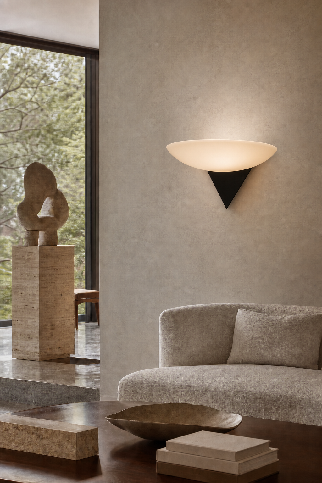 W&F Collection | Asymmetric Acid-Washed Glass Wall Sconce