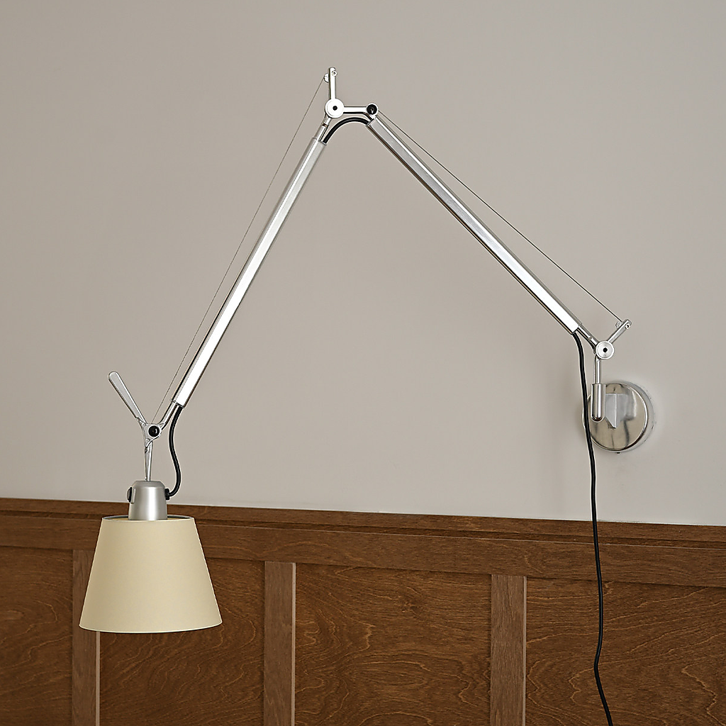 W&F Collection | Bauhaus Adjustable Parchment Swing Arm Wall Light