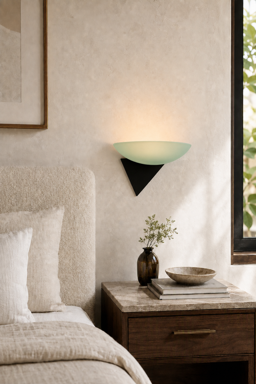 W&F Collection | Asymmetric Acid-Washed Glass Wall Sconce
