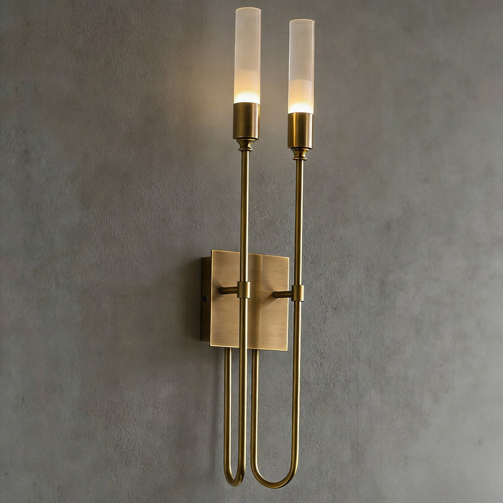W&F Collection | Double Arrow Brass and Acrylic Wall Sconce