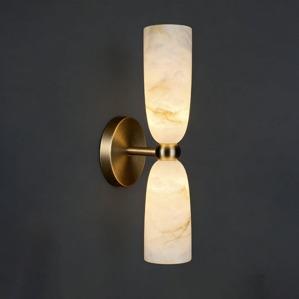 W&F Collection | Double Alabaster Cylinder Wall Sconce