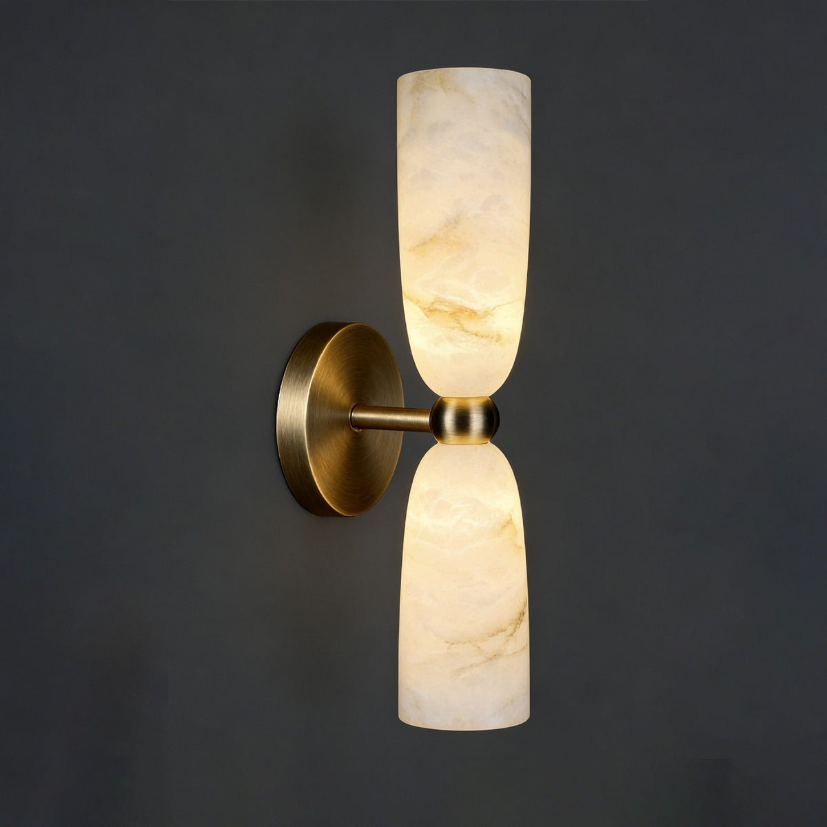 W&F Collection | Double Alabaster Cylinder Wall Sconce