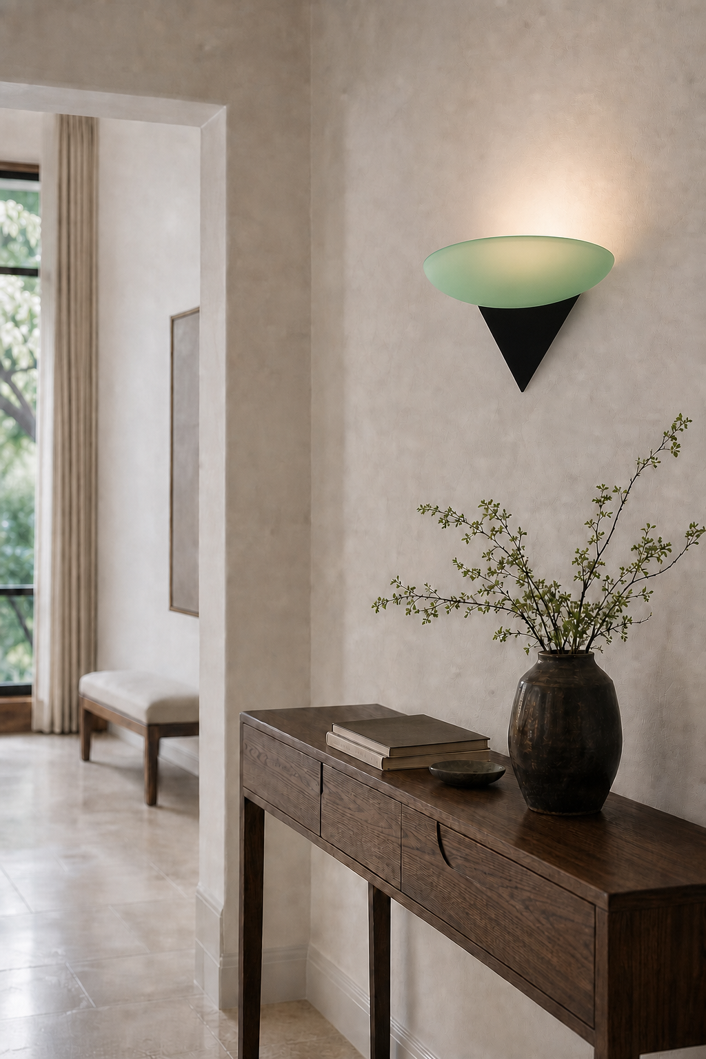 W&F Collection | Asymmetric Acid-Washed Glass Wall Sconce