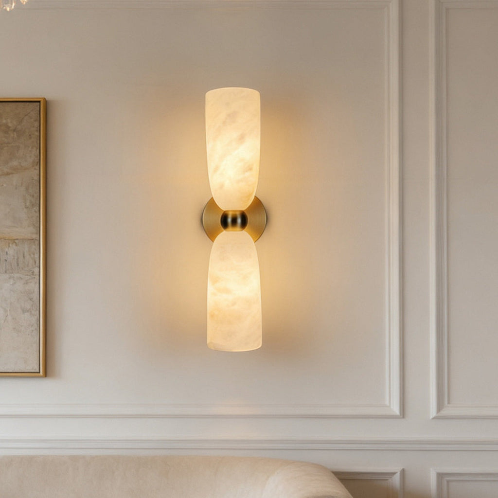 W&F Collection | Double Alabaster Cylinder Wall Sconce