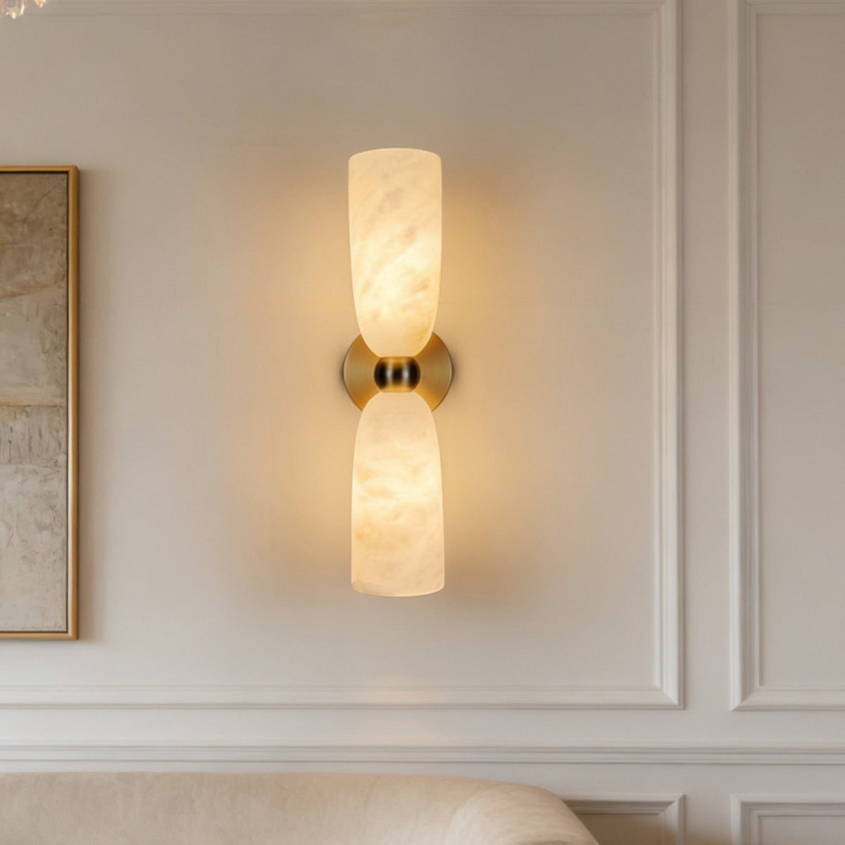 W&F Collection | Double Alabaster Cylinder Wall Sconce
