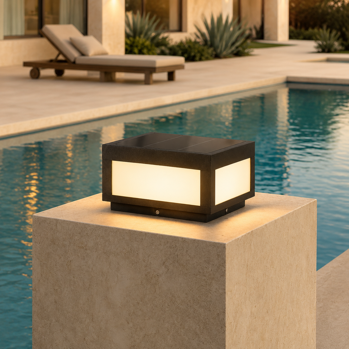 W&F Collection | Cube Solar Outdoor Post Light