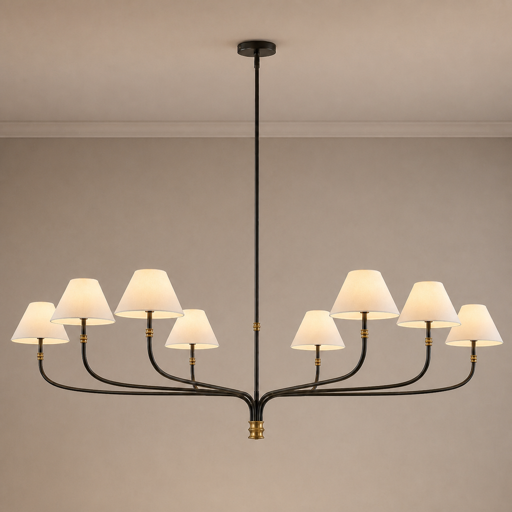 W&F Collection | Brass and Black Linear Chandelier