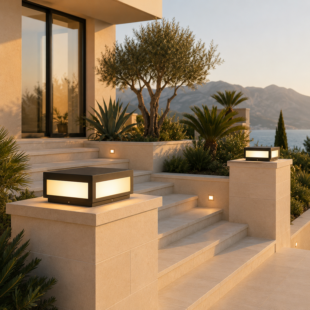 W&F Collection | Cube Solar Outdoor Post Light