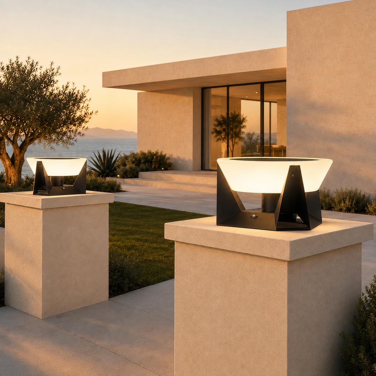W&F Collection | Halo Solar Outdoor Post Light
