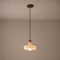 W&F Collection | Alabaster and Walnut Disc Pendant Light