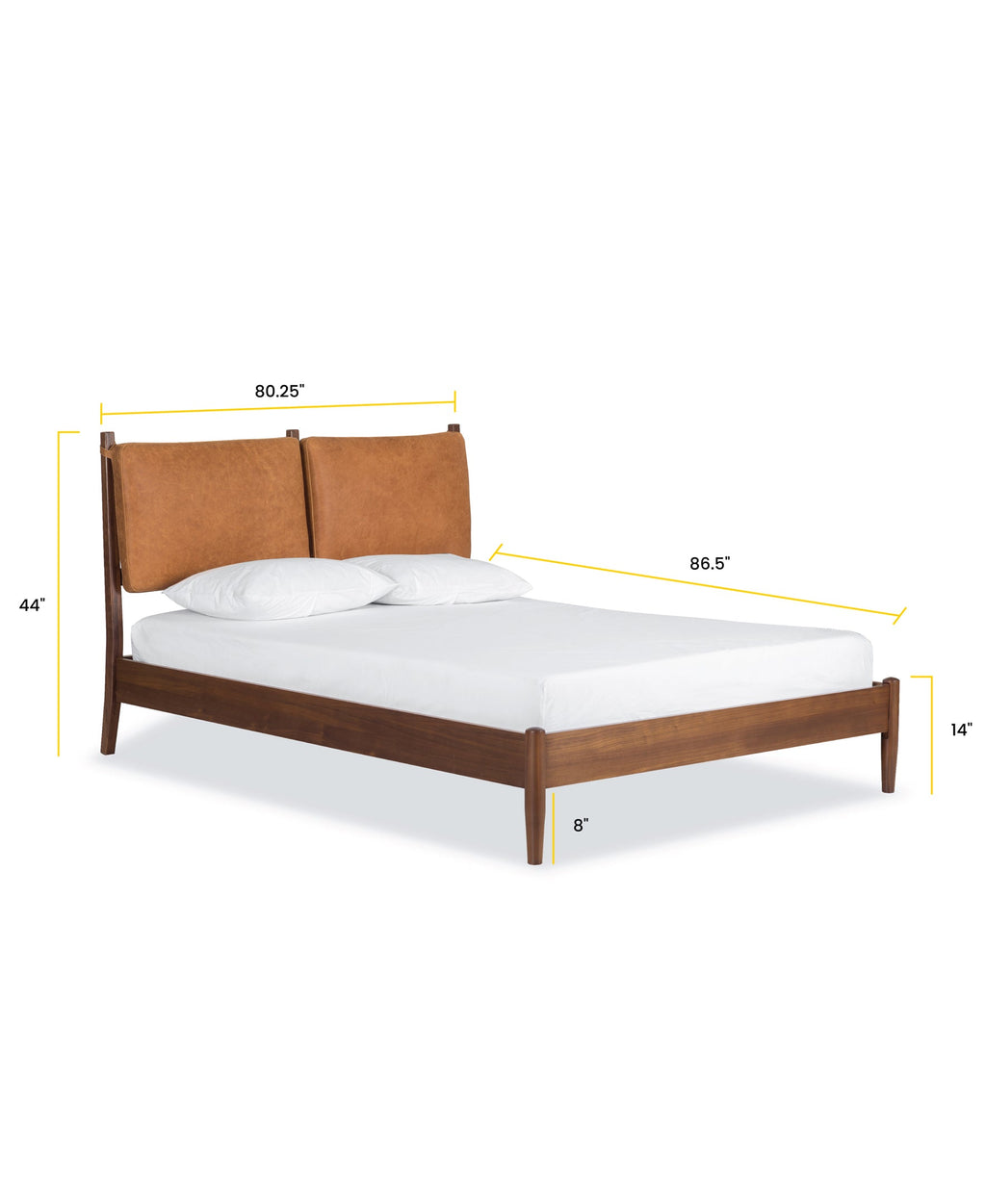 W&F Collection | Truro Bed Headboard Cushion Set (Cognac Tan, King)