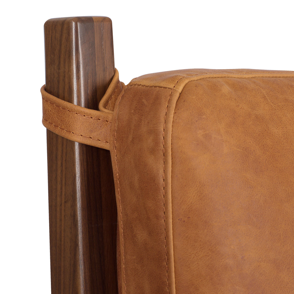 W&F Collection | Truro Bed with Leather Cushions (Cognac Tan, King)