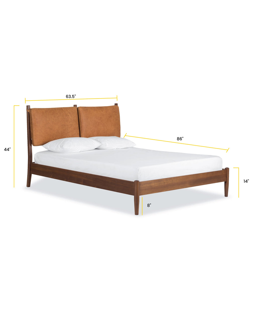 W&F Collection | Truro Bed Headboard Cushion Set (Cognac Tan, Queen)