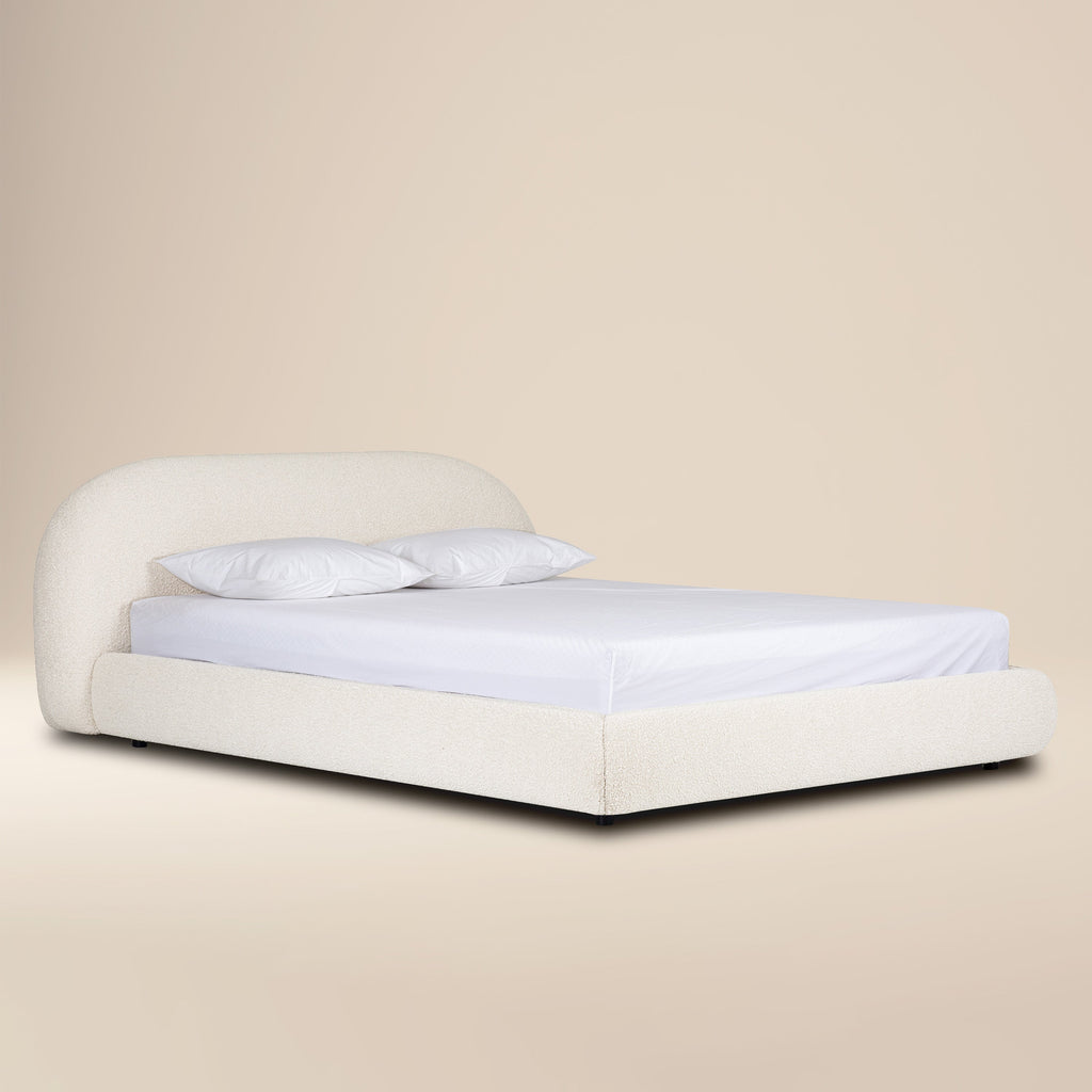 W&F Collection | Genoa Bed (Crema White Boucle, King)