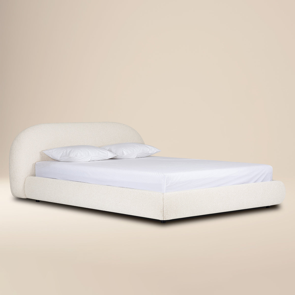 W&F Collection | Genoa Bed (Crema White Boucle, King)