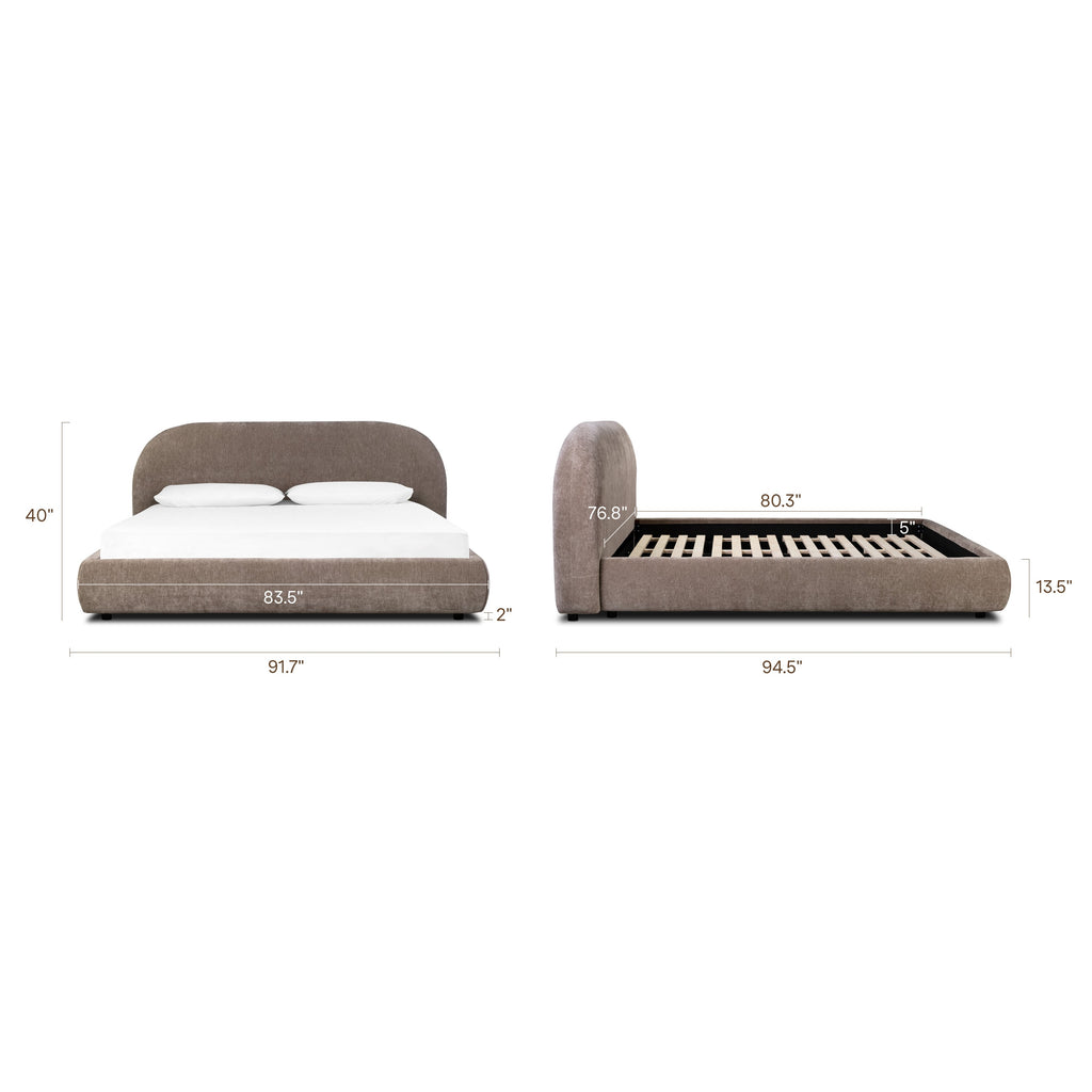 W&F Collection | Genoa Bed (Taupe Brown, King)