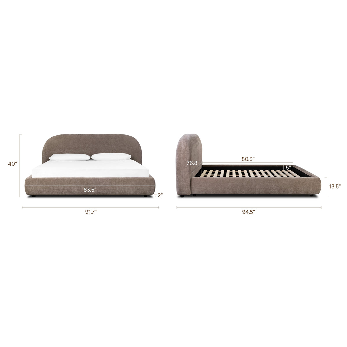 W&F Collection | Genoa Bed (Taupe Brown, King)