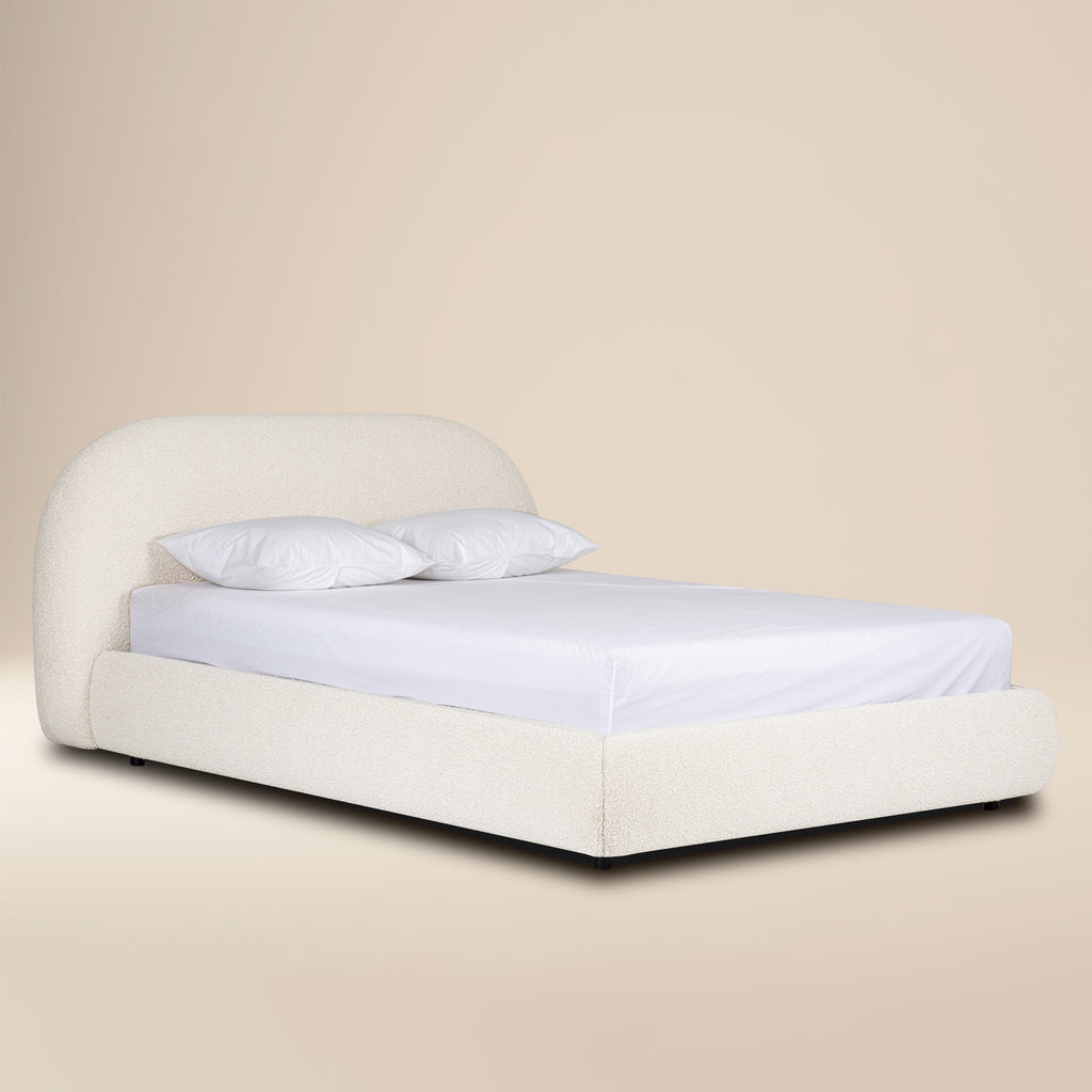 W&F Collection | Genoa Bed (Crema White Boucle, Queen)