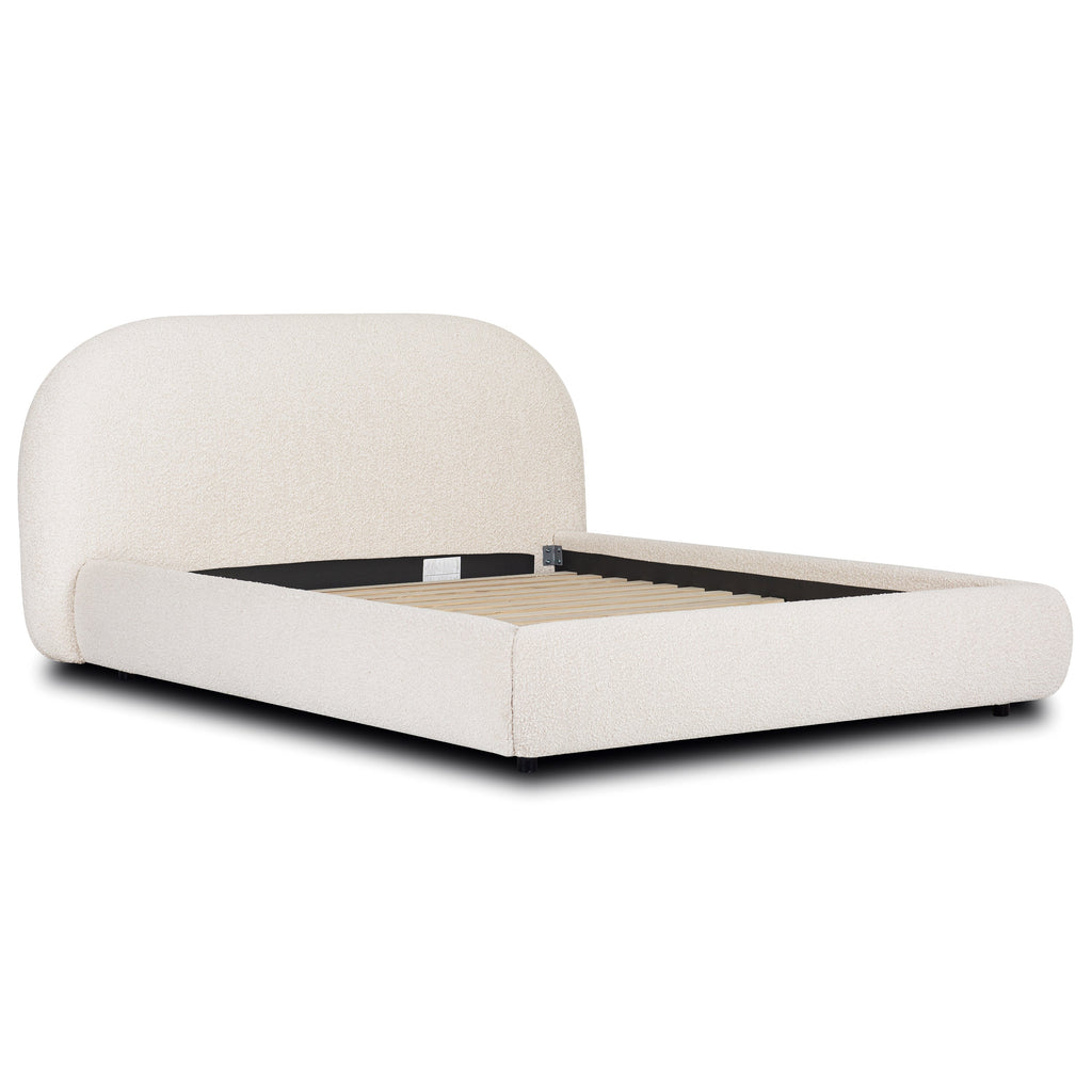 W&F Collection | Genoa Bed (Crema White Boucle, Queen)