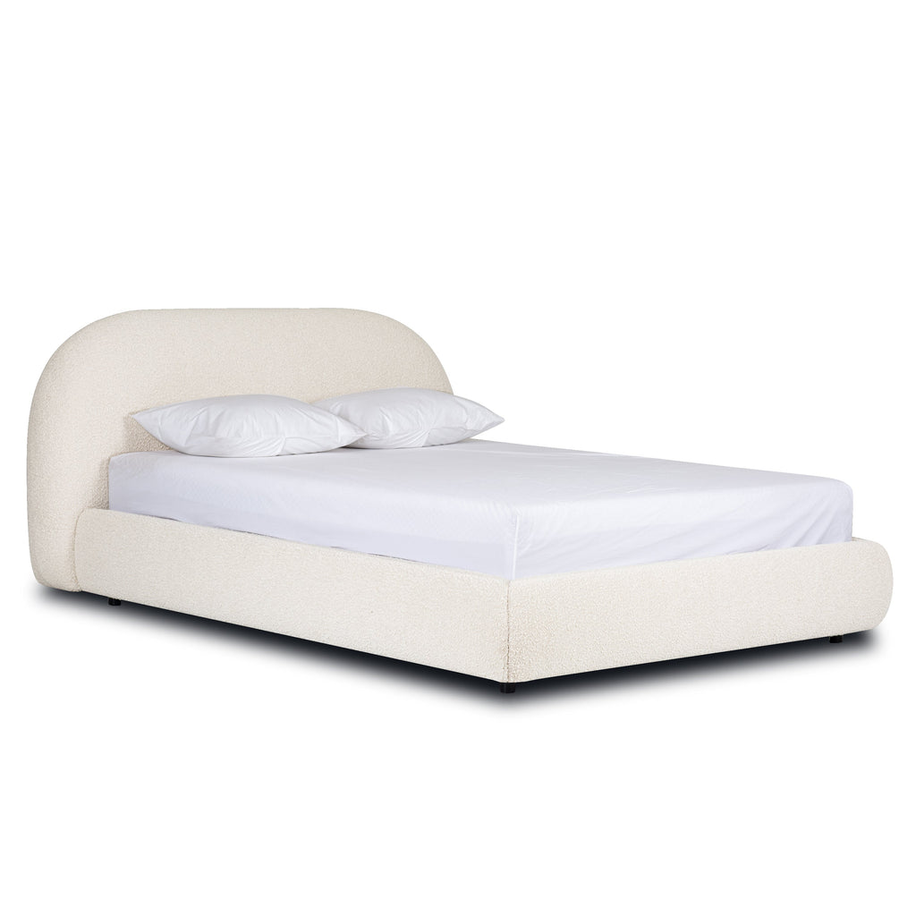 W&F Collection | Genoa Bed (Crema White Boucle, Queen)