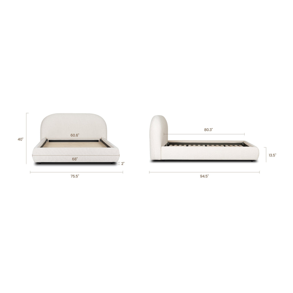 W&F Collection | Genoa Bed (Crema White Boucle, Queen)