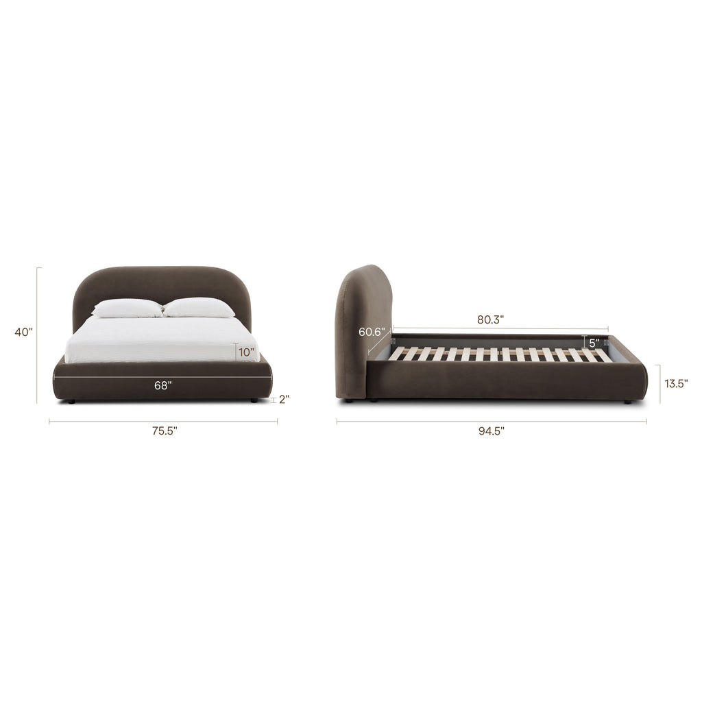 W&F Collection | Genoa Bed (Shadow Brown, Queen)