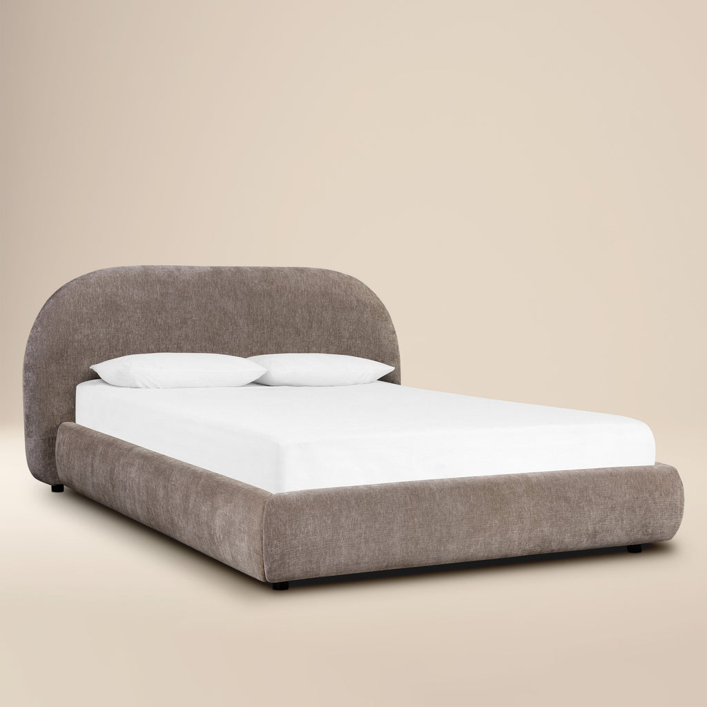 W&F Collection | Genoa Bed (Taupe Brown, Queen)