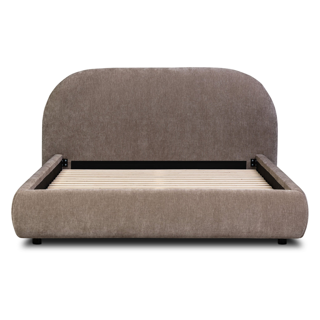 W&F Collection | Genoa Bed (Taupe Brown, Queen)