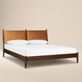 W&F Collection | Truro Bed with Leather Cushions (Cognac Tan, Queen)