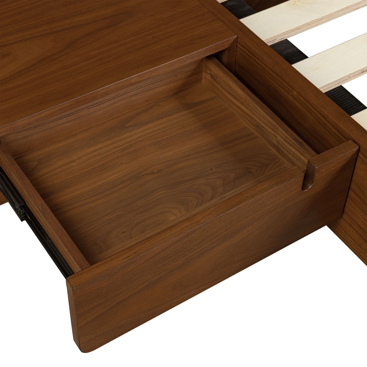 W&F Collection | Amalfi Low Profile Bed with Nightstands (Walnut, King)