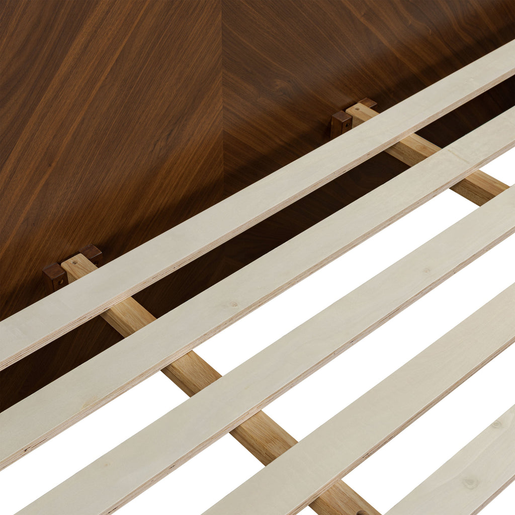 W&F Collection | Amalfi Low Profile Bed with Nightstands (Walnut, King)