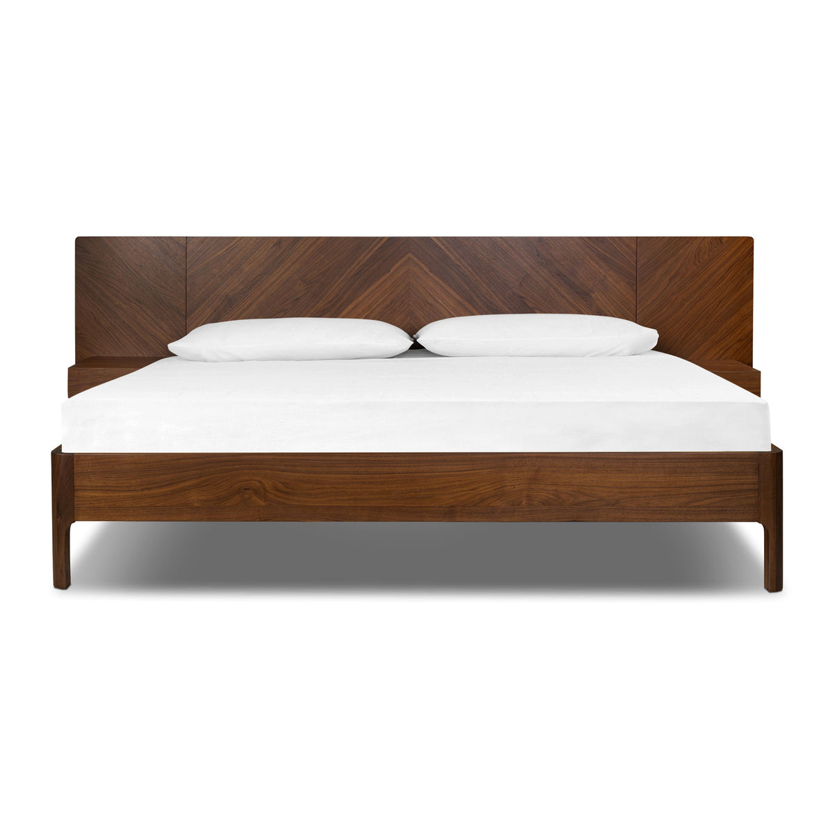 W&F Collection | Amalfi Low Profile Bed with Nightstands (Walnut, King)