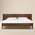 W&F Collection | Amalfi Low Profile Bed with Nightstands (Walnut, King)