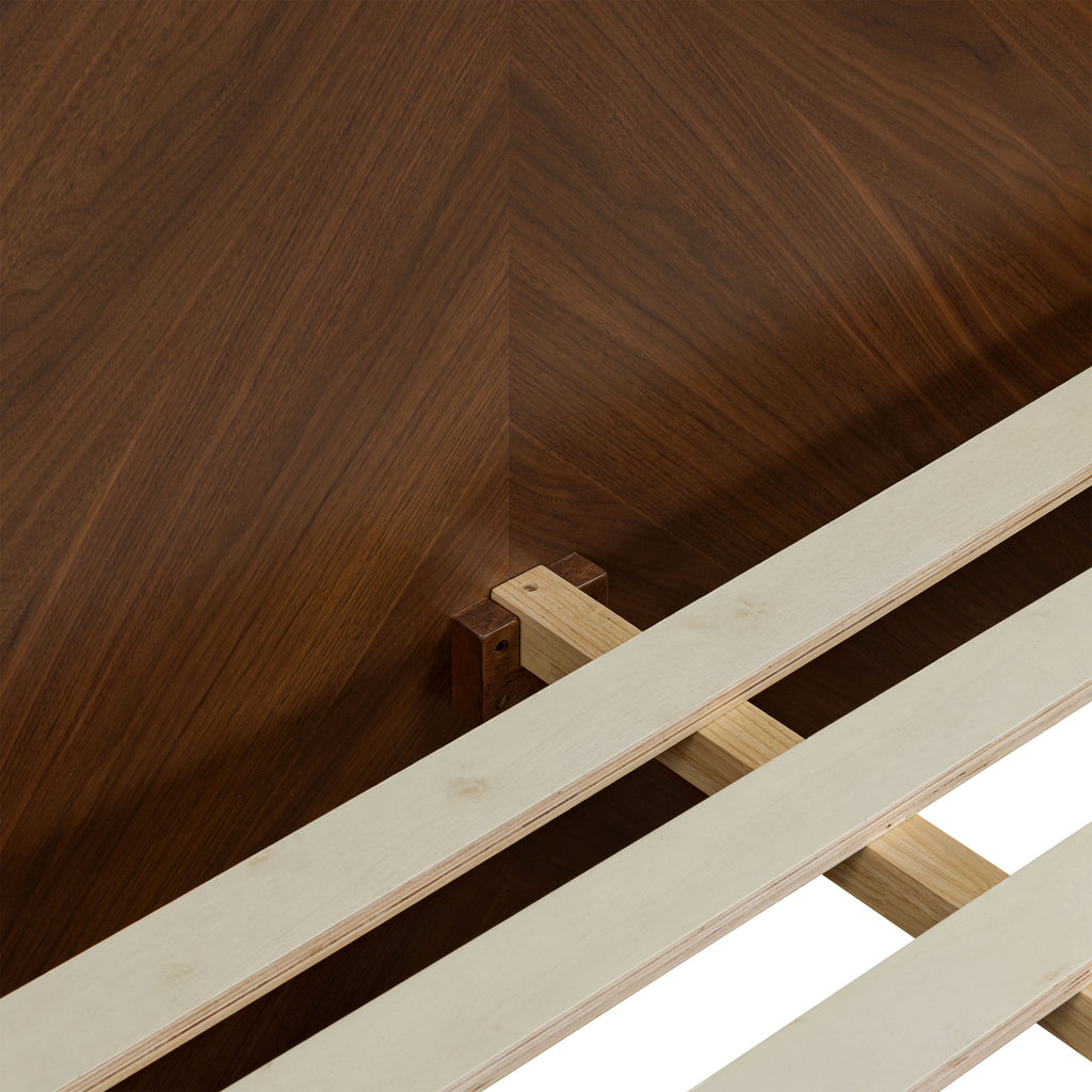 W&F Collection | Amalfi Low Profile Bed with Nightstands (Walnut, Queen)