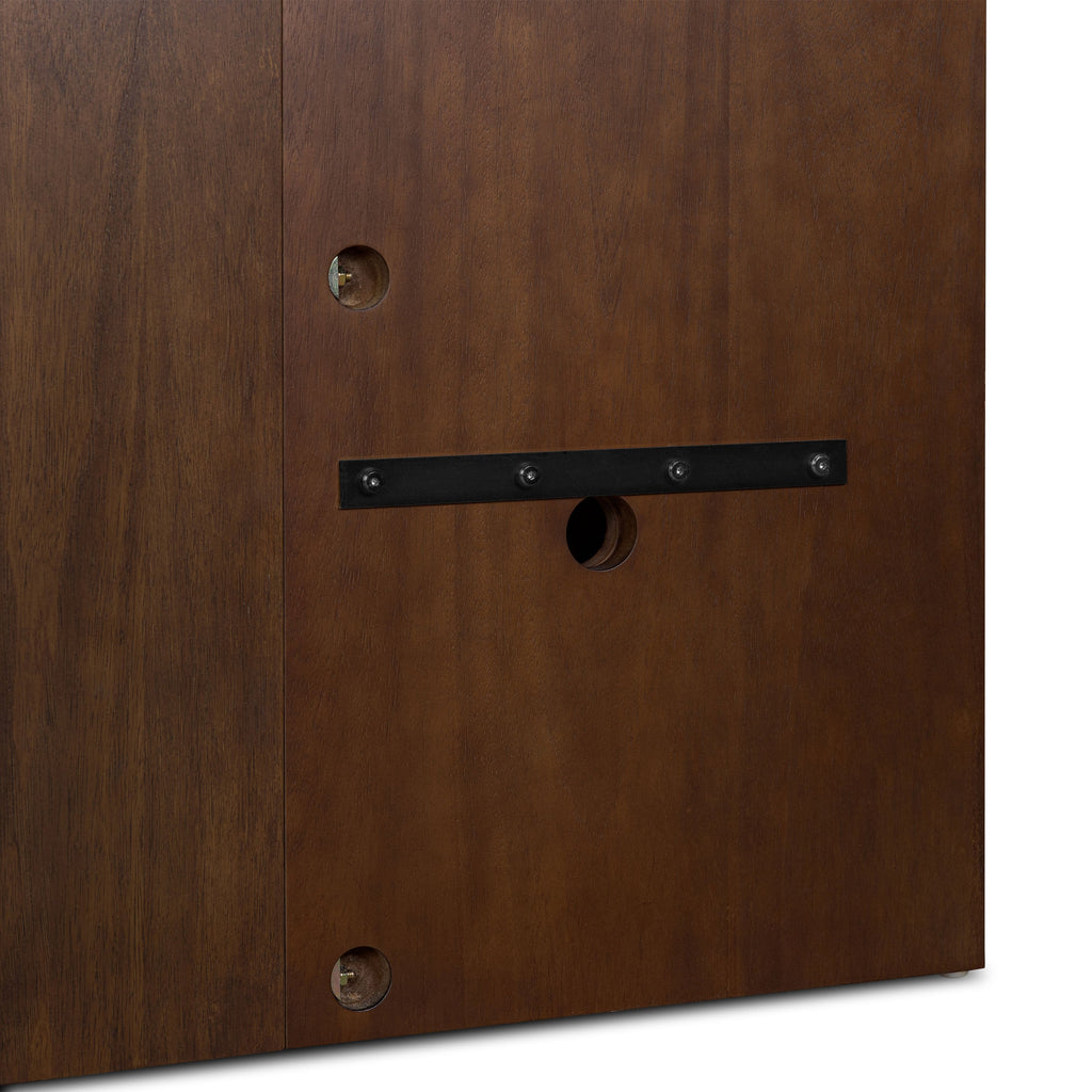W&F Collection | Amalfi Low Profile Bed with Nightstands (Walnut, Queen)