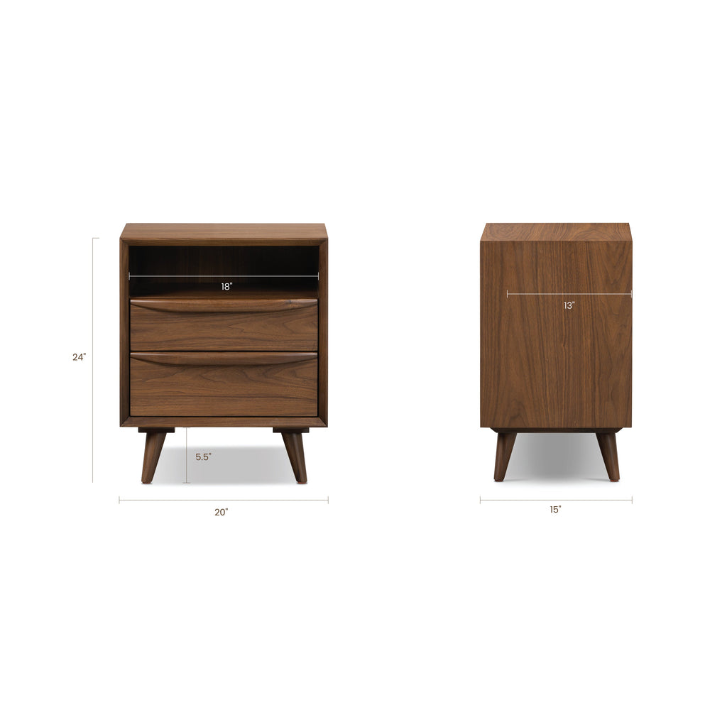 W&F Collection | Cura Nightstand (Walnut)