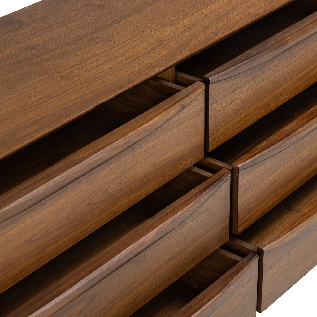 W&F Collection | Cura 6 Drawer Dresser (Walnut)