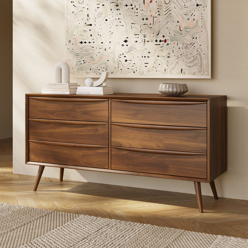 W&F Collection | Cura 6 Drawer Dresser (Walnut)