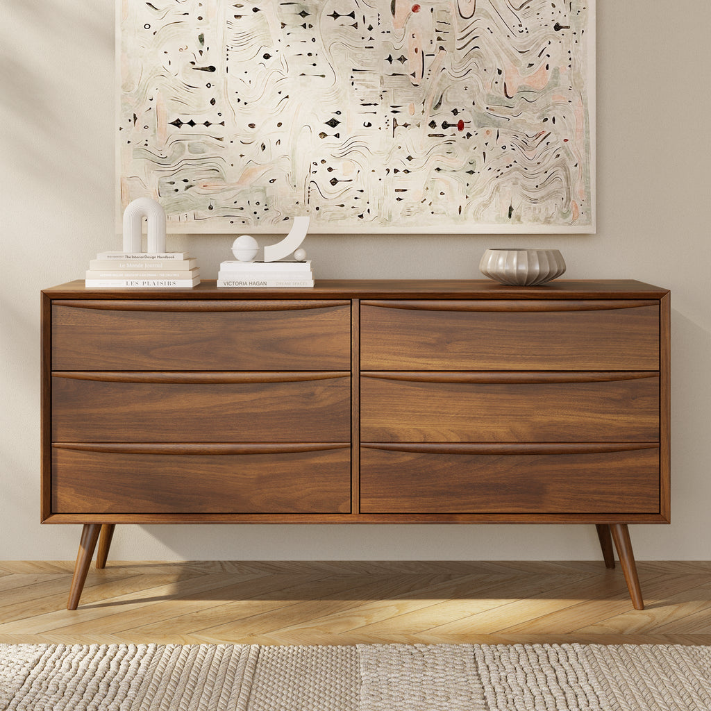 W&F Collection | Cura 6 Drawer Dresser (Walnut)