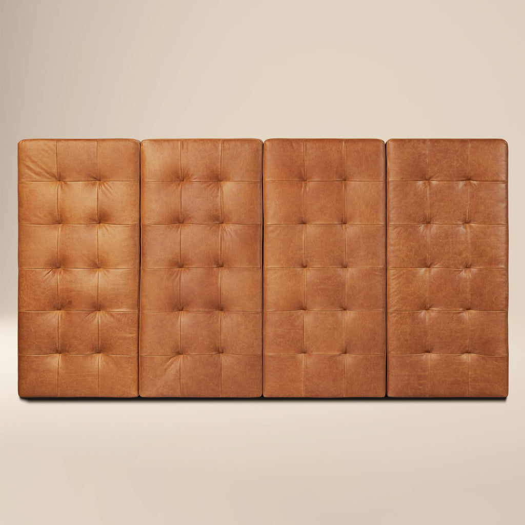W&F Collection | Napa Leather Bed Headboard (Saddle Tan, King)