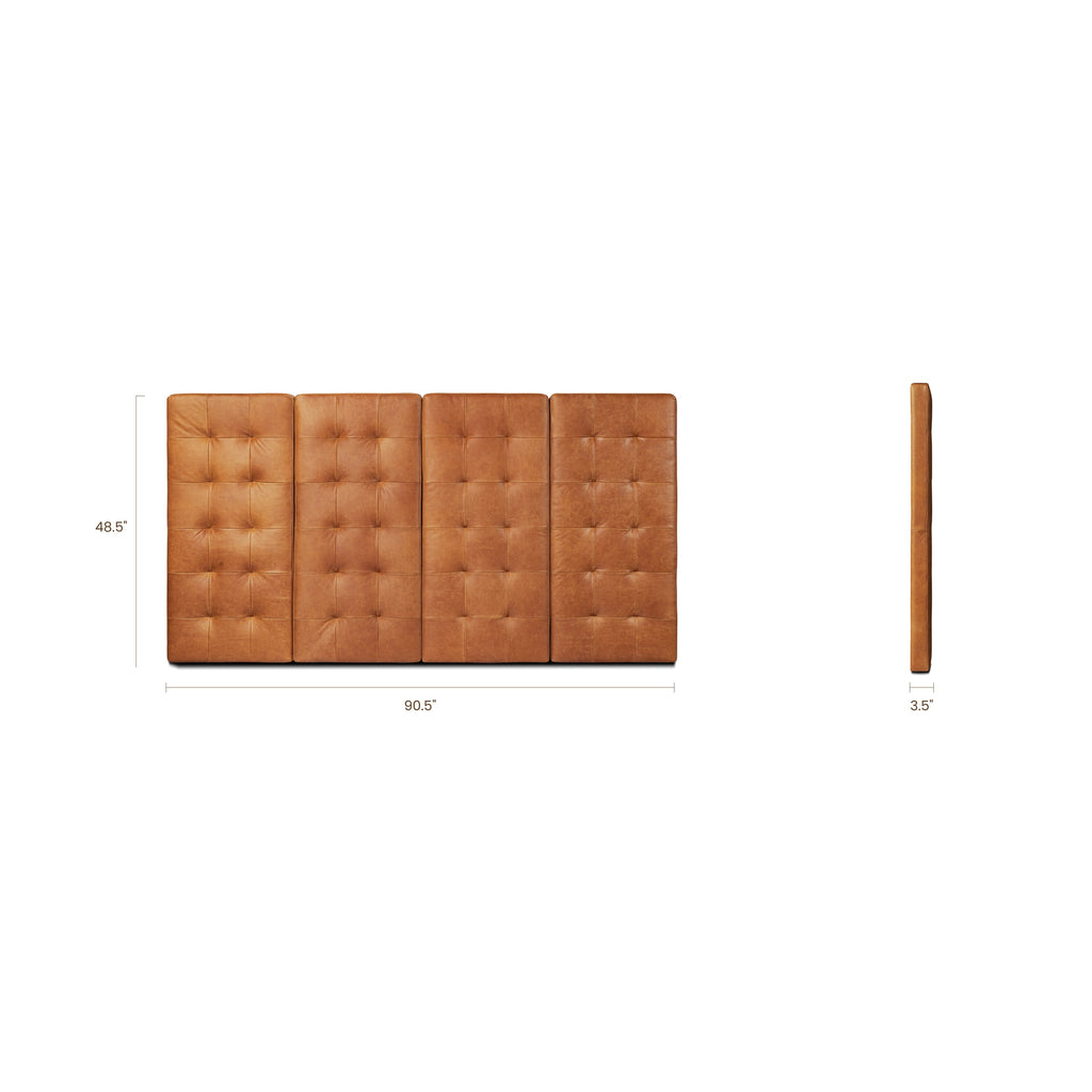 W&F Collection | Napa Leather Bed Headboard (Saddle Tan, King)
