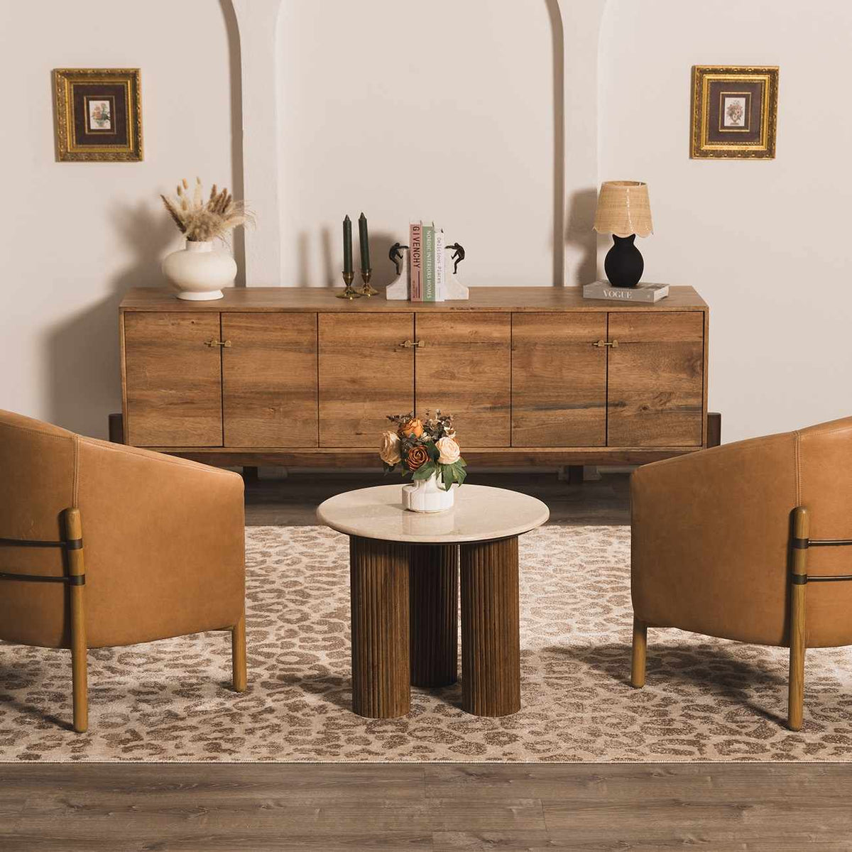 W&F Collection | Tan Bonhill Leopard Print Area Rug