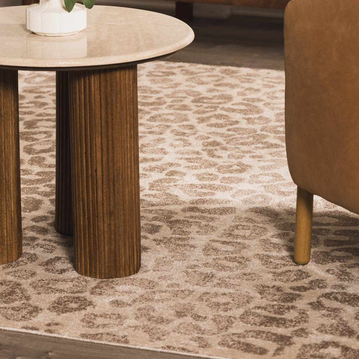 W&F Collection | Tan Bonhill Leopard Print Area Rug