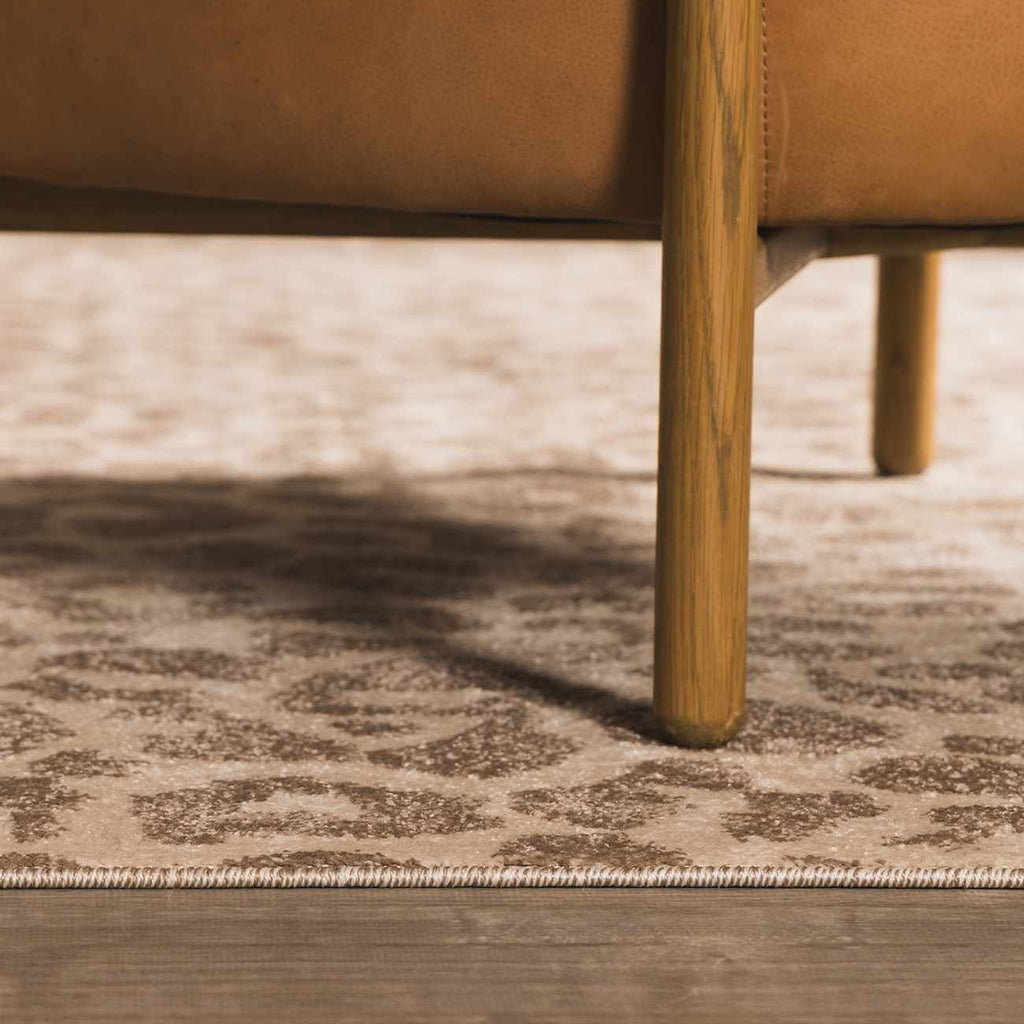 W&F Collection | Tan Bonhill Leopard Print Area Rug