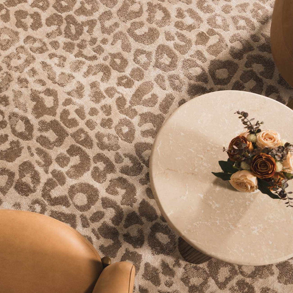 W&F Collection | Tan Bonhill Leopard Print Area Rug