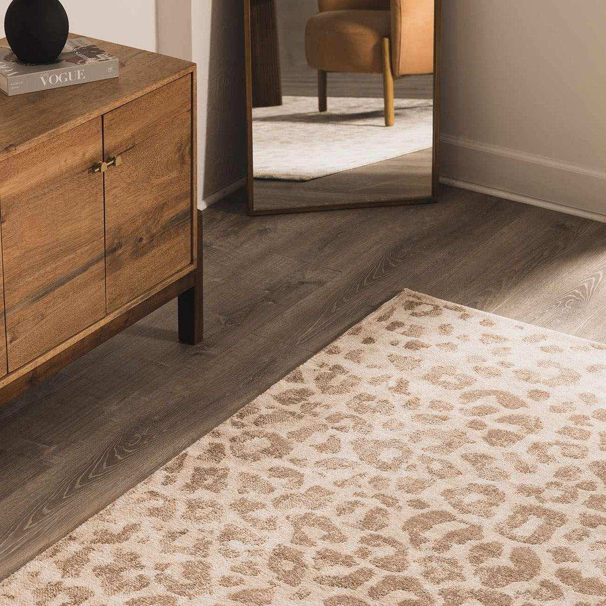 W&F Collection | Tan Bonhill Leopard Print Area Rug
