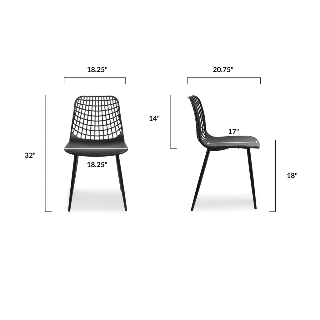 W&F Collection | Marais Dining Chair (Black, Set of 4)
