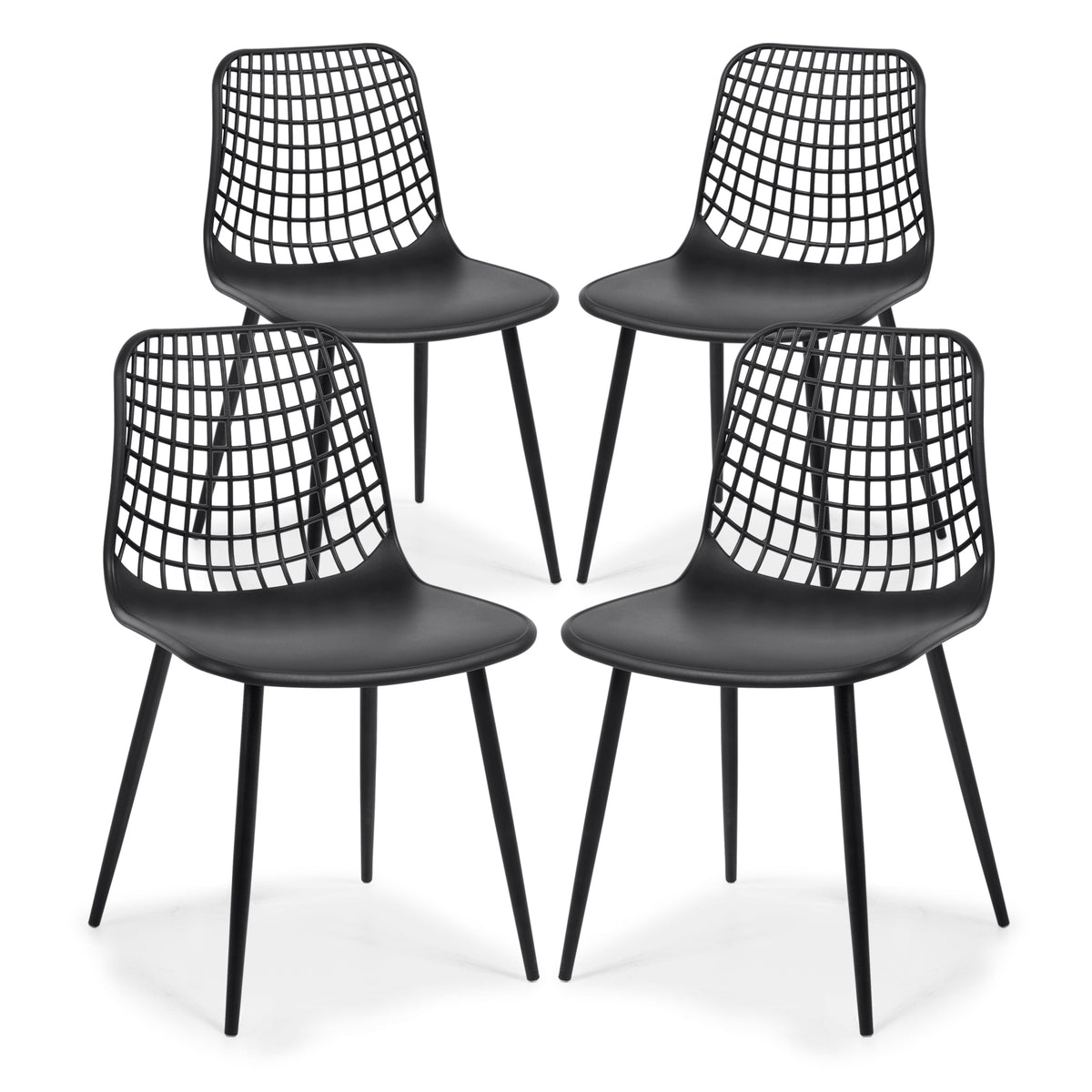 W&F Collection | Marais Dining Chair (Black, Set of 4)